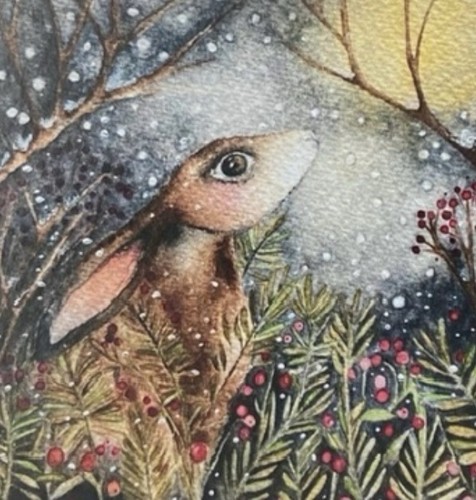 Whimsical moon gazing hare - whimsical,