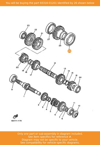 Yamaha bearing 93316 01201 - yamaha, 93316-01201