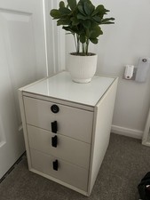 A Faux Leather Bedside Tables with 3 Drawers Modern Nightstand