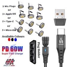 6 in 1 Magnetic 3A Super Fast Charging USB Cable Phone Charger IOS Type-C Micro