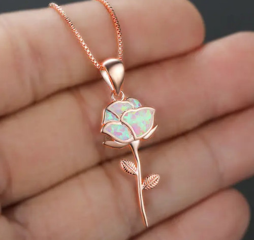 Necklace opal rose gold - rose,