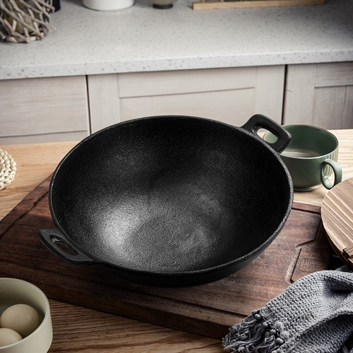 Cast iron wok - iron, large