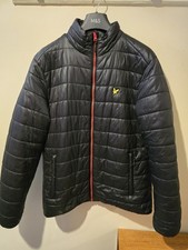 Lyle & Scott Puffer Jacket - Men's Large - Glossy Black And Red