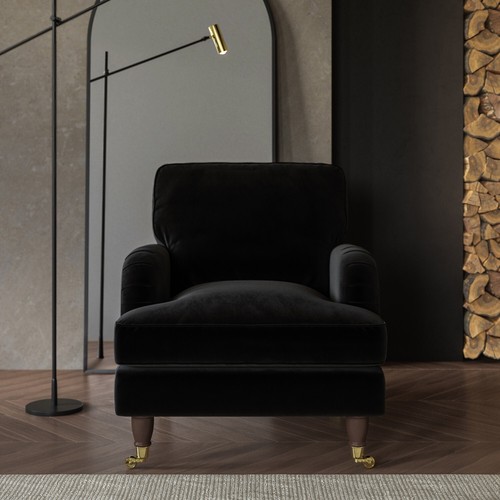 Black velvet armchair with - velvet,
