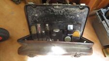 Old Large Post Trunk Suitcase Travel Toiletry Bag Leather 19th Century