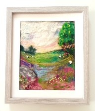 'Dartmoor At Dusk' Original Felted Wool Painting In Frame Ready To Hang