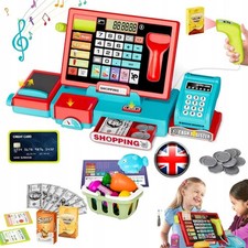Deluxe Kids Cash Register Toy with Scanner & music, 50+ Accessories Included