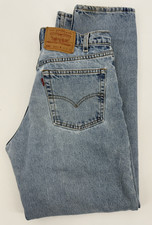 Vintage Levis 555 Jeans Mens 33x32 Blue Relaxed Straight Leg Light Wash Made USA