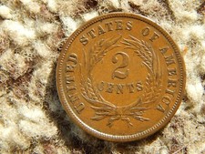 1864 US 2 Cent Coin  Large