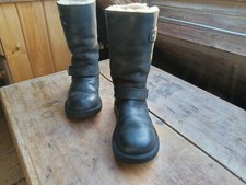 UGG KENSINGTON Womens Biker style Leather Boots size UK5.5 EU38 Black