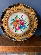 Vintage Vero Legno, Florence Carved Hand Painted Gold Gilt Circular Wooden Tray