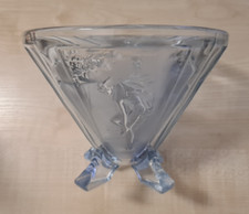 Art Deco Sowerby Pressed Art Blue Glass Embossed Mercury Figurine Vase #2566