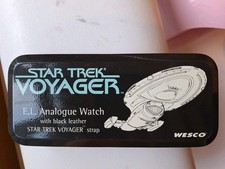 Star Trek Voyager 1995 E.L Analogue Black Leather Wesco Watch.