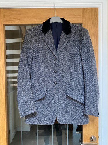 Navy grey blue herringbone - ,