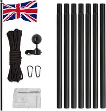 6.1M/20FT Adjustable Sectional Flagpole Kit with 2 GB Flag for Courtyard Outdoor