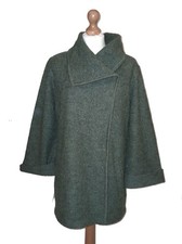 Paul Costello Pure Wool Cardigan/Jacket, Dark Green-Grey, Roomy Size 12