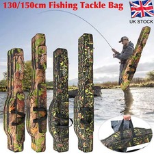 2 Layer 130cm/150cm Folding Fishing Rod Holdall Bag Carry Case For Rods & Reels