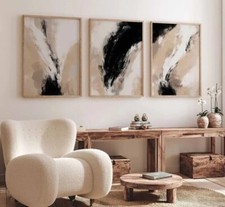 Set of 3 Black Beige Neutral