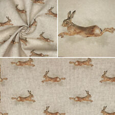 Leaping Hare Fabric - Linen