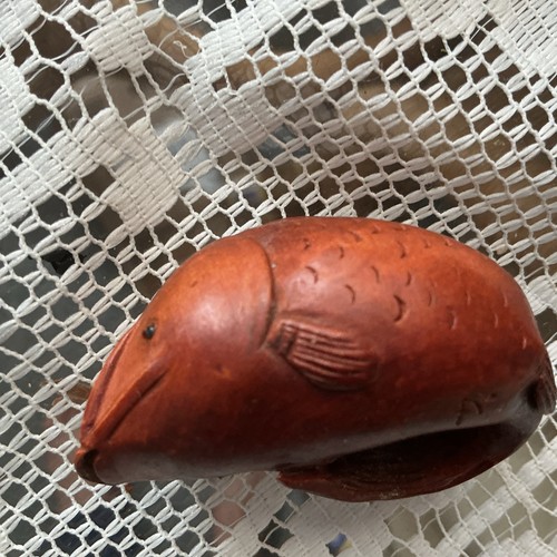 Carved wood netsuke - , carp