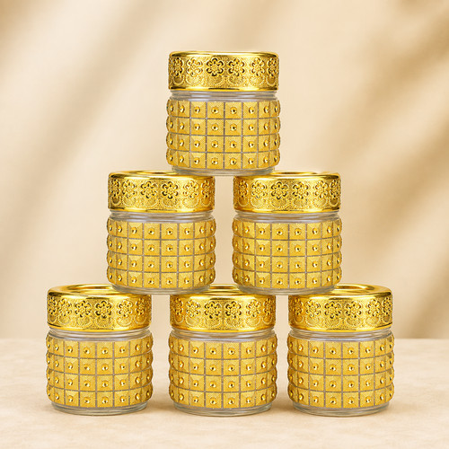 6pcs gold glass jars jewellery - glass,