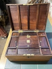 Antique Teak Victorian Campaign Box African Animals In Brass To The Lid C1880/90