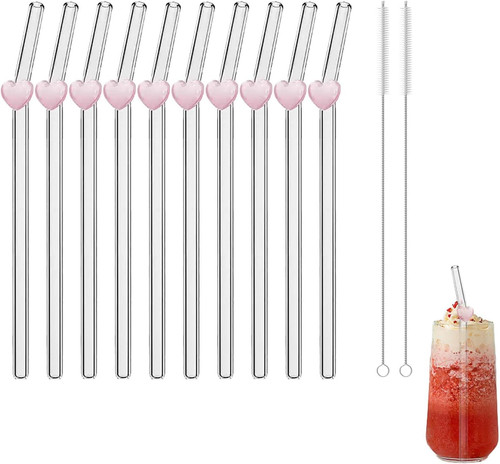 Pcs glass straws with - straws,