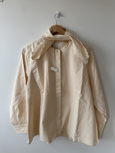 Toast scalloped tie neck - tie, cream