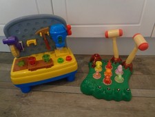 pre- school interactive toy bundle-workbench+whack a dinosaur-lights/sounds