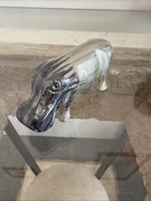Brushed Silver Hippo Ornament