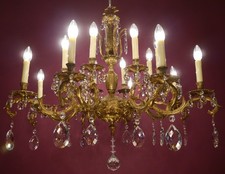 LARGE ANTIQUE CHANDELIER GOLD