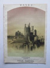 c1865 Wales Victorian Illustrated Music Sheet Antique Caernafon Castle Packer