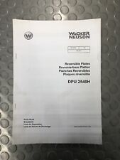 WACKER DPU 254 H VIBRATORY PARTS BOOK