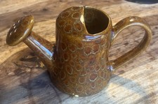 New Devon England Studio Pottery Watering Can Vase - Brown Honeycomb Effect