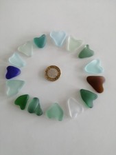 4603# 15  SEA GLASS WONKY HEARTS. BEAUTIFUL COLOURS. ARTS AND CRAFTS 