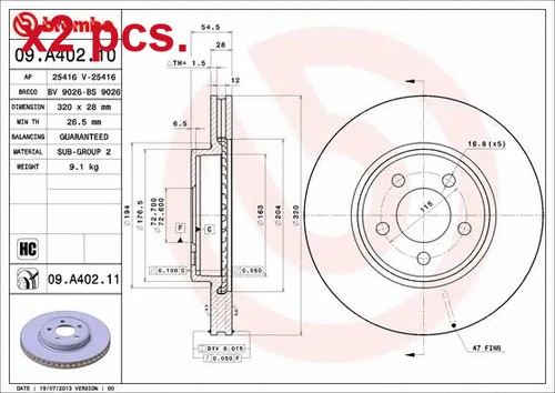 Pcs front brake - front,
