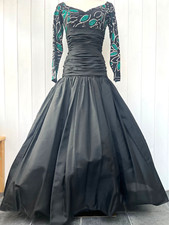 Vintage Dress 1980s Vintage Designer Terence Nolder Glitter Evening Gown Size 10