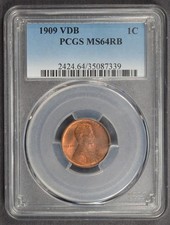 1909 VDB Wheat Cent PCGS MS64