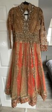✨? Ladies Indian Anarkali Dress – Orange & Gold | Preloved ✨