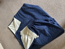 Pair Of Fully Lined Navy Blue Curtains with Pelmet And Tie Backs