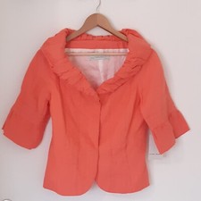 Womens Zara Basic Coral Jacket Linen Size Small 3/4 Sleeves