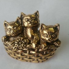 3 Kittens In A Basket Gold