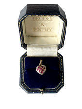 Ruby & Diamond Pendant 9ct Gold Heart Shaped Diamond and Ruby Gold Pendant
