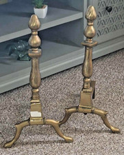 Vintage Pair of Attractive Antique Brass Large Heavy Fire Dogs app. 4.5kg each