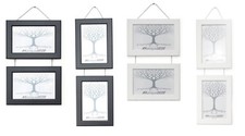 Double Photo Picture Frame Wall Hanging with Metal Chain Black or White