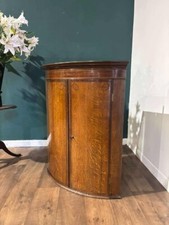 George III Oak & Mahogany Bow Fronted Corner Cupboard
