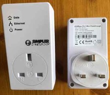 Pair of Simpler Networks 200 Mbps PLC Mini Passthrough Connectors