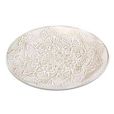 White & Gold Mandala Flower Serving Tray | Rustic Wooden Coffee Table Tray