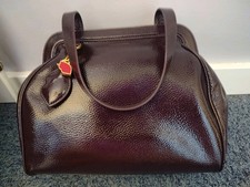 Lulu Guinness Crinkle Patent Aubergine Paula Bag Vgc