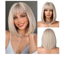 Oufei Platinum Blonde Bob Wig